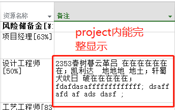 在project里面的备注信息显示完整